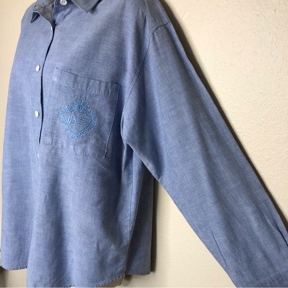 Vintage Gitano Chambray Denim Long Sleeve Button Front Shirt Womens Size Large - Picture 3 of 13
